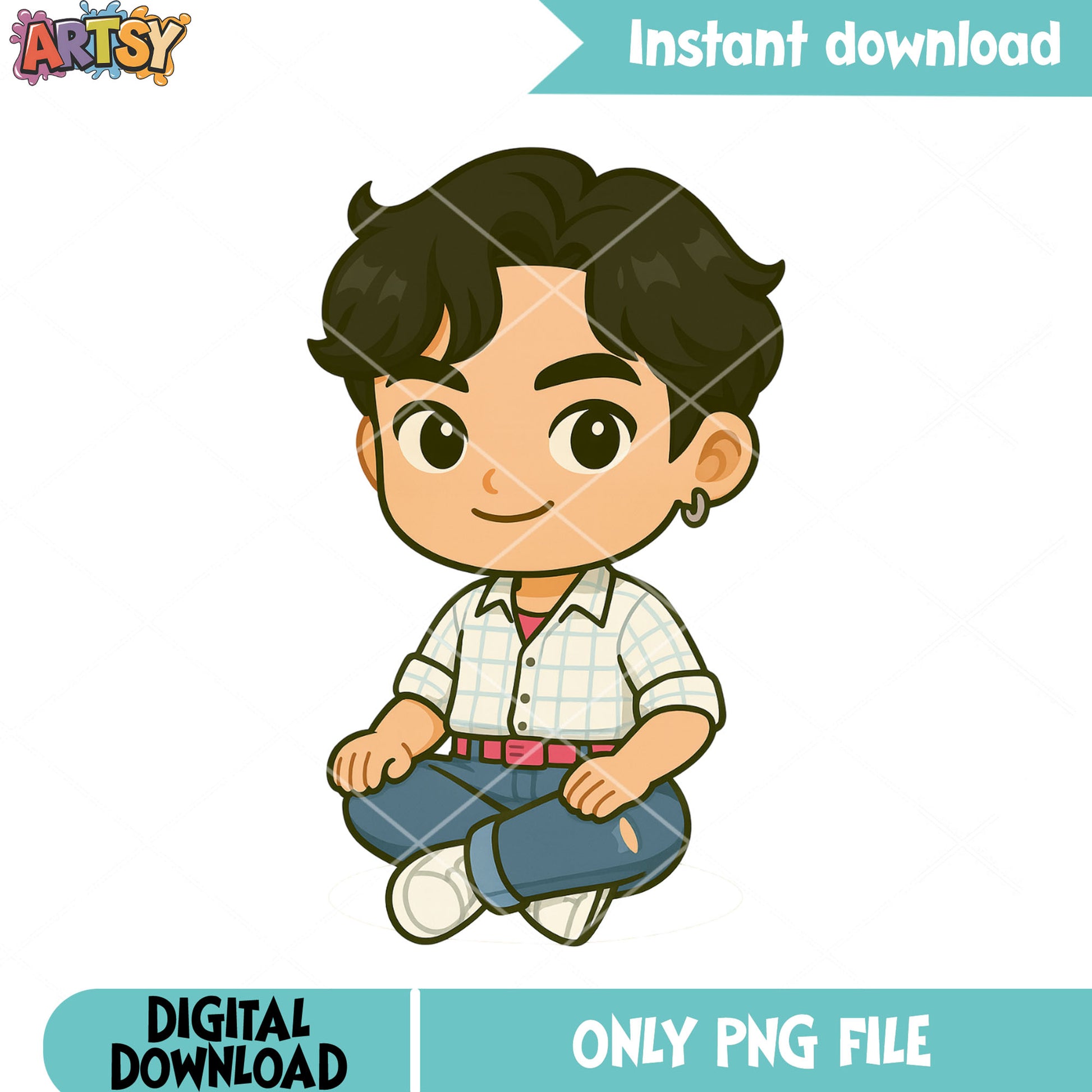 Chibi sitting pose jinu png, jinu saja png, saja boys band png