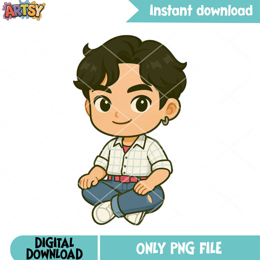 Chibi sitting pose jinu png, jinu saja png, saja boys band png