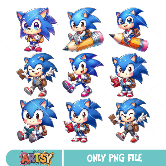 Chibi sonic school png bundle, sonic the hedgehog​ png, school days png