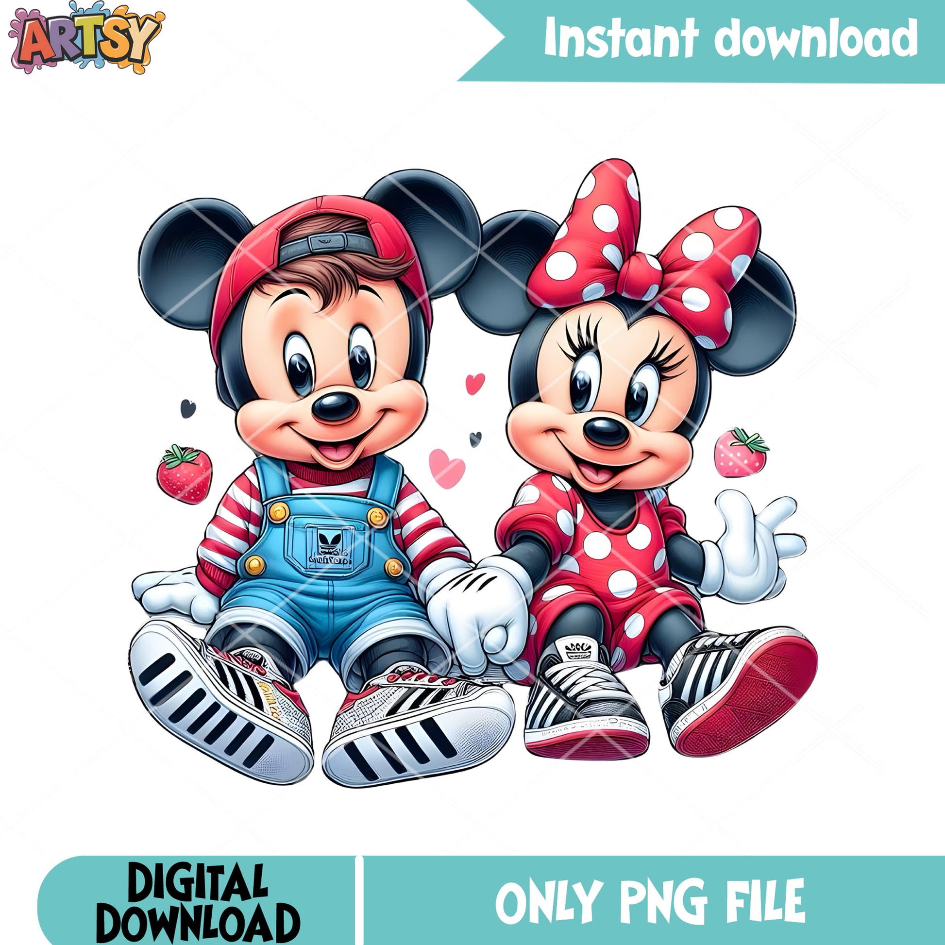Chibi valentine mickey minnie png, valentine love png, disney png