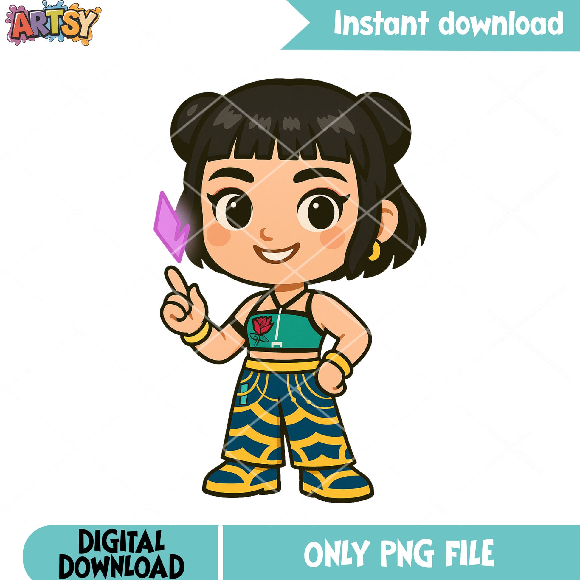 Chibi zoey hi kpop png, zoey huntrix png, huntrix band png