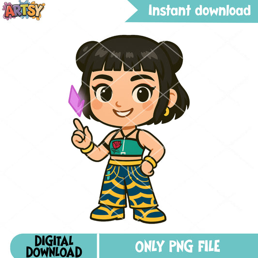 Chibi zoey hi kpop png, zoey huntrix png, huntrix band png