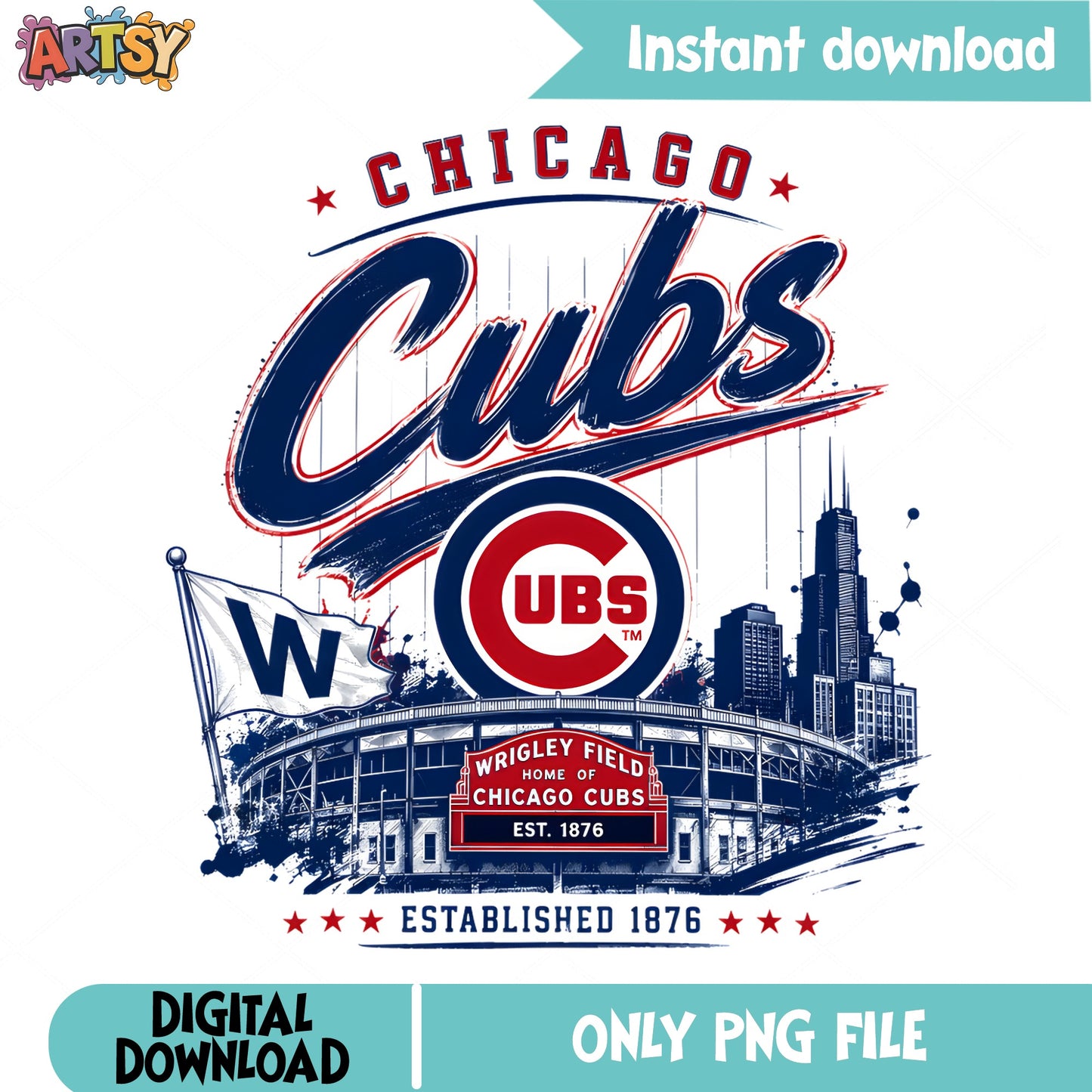 Chicago Cubs Wrigley Field PNG, MLB Baseball PNG, Chicago PNG