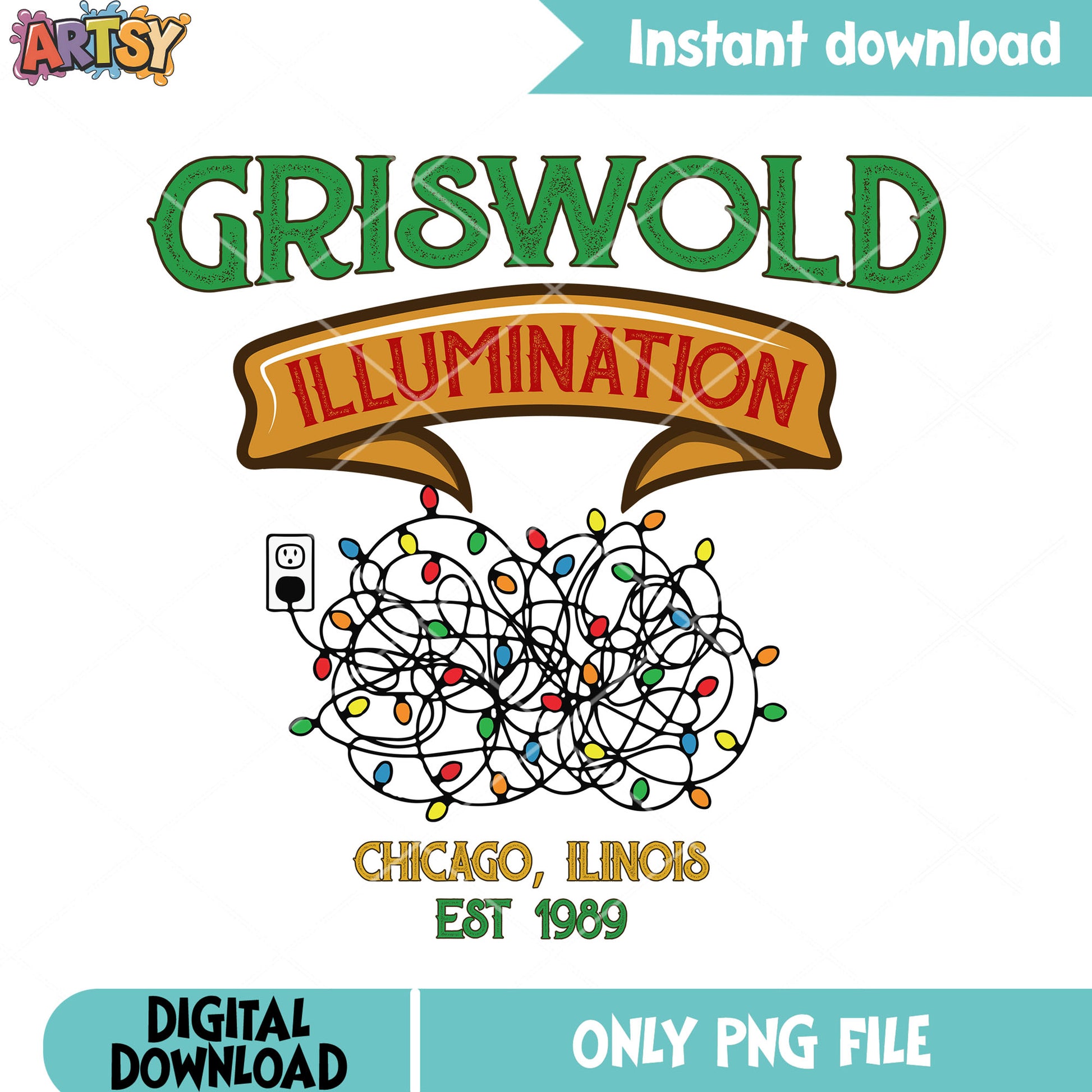 Chicago ilinois est 1989 png, christmas png, lampoon christmas​ png