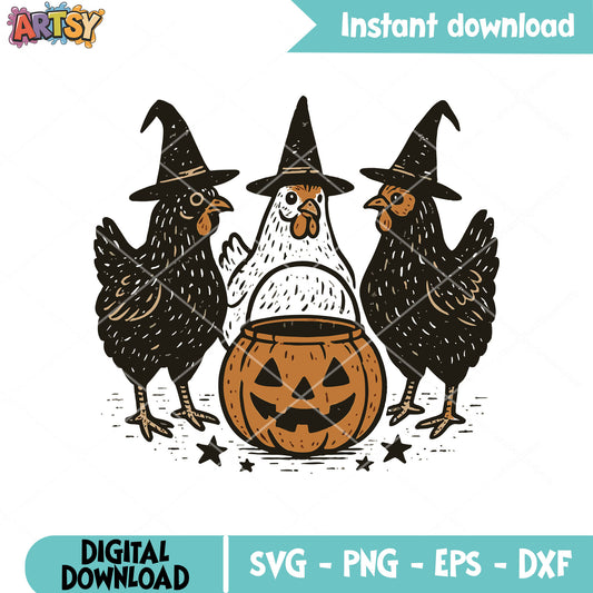 Chicken and pumpkin svg, pumpkin halloween svg, chicken halloween svg