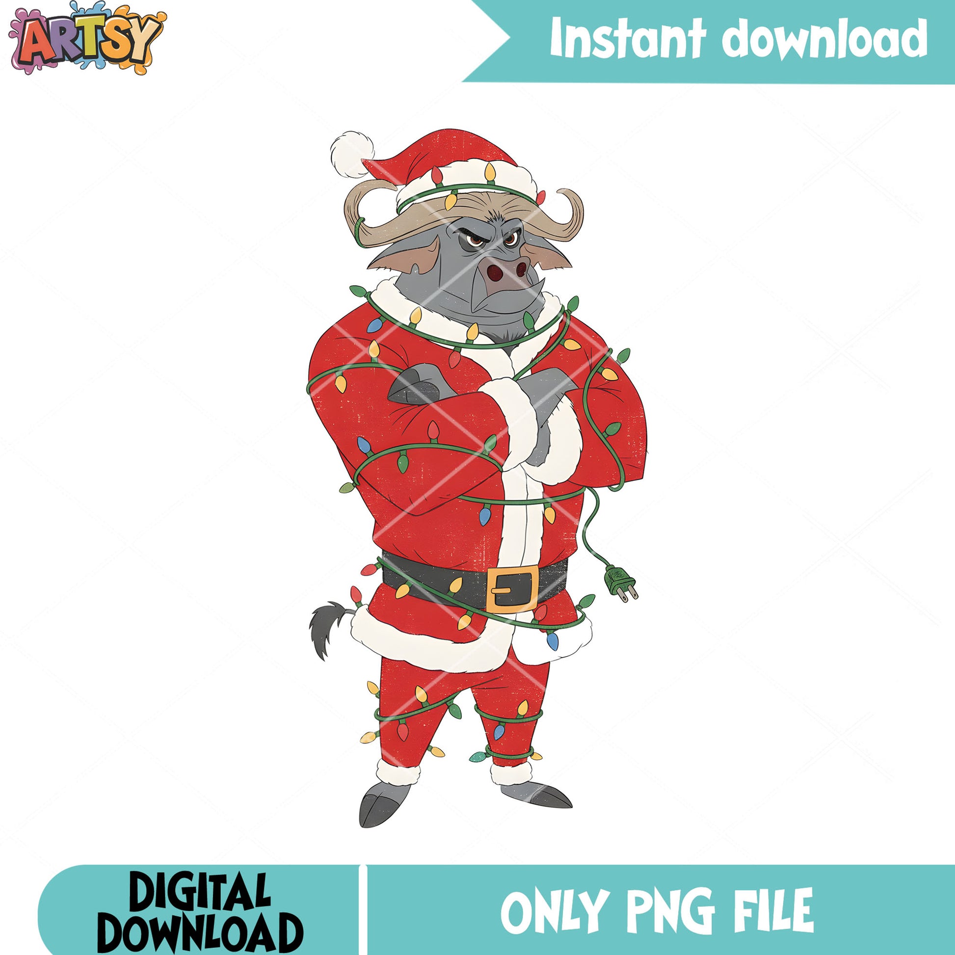 Chief bogo christmas png, tangled lights decor png, so funny png