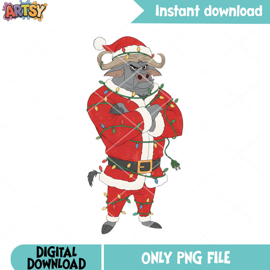 Chief bogo christmas png, tangled lights decor png, so funny png