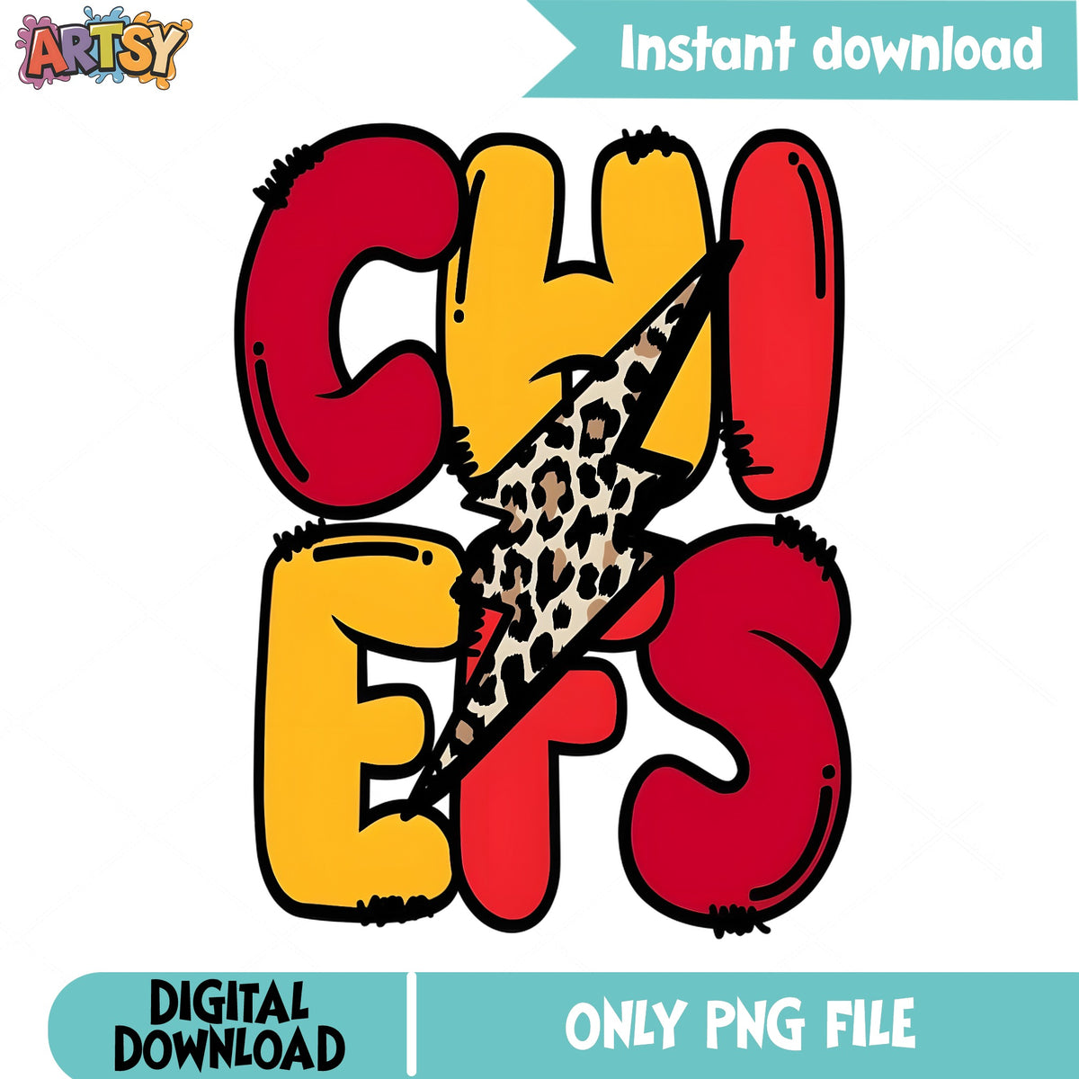 Chiefs Leopard Lightning Bolt PNG, Kansas City Football PNG, NFL PNG