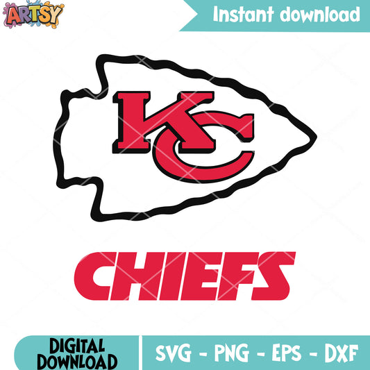 Chiefs arrowhead kc svg, kc chiefs svg, american football team svg