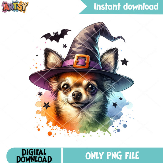 Chihuahua the witch png, scary bats png, halloween scary png