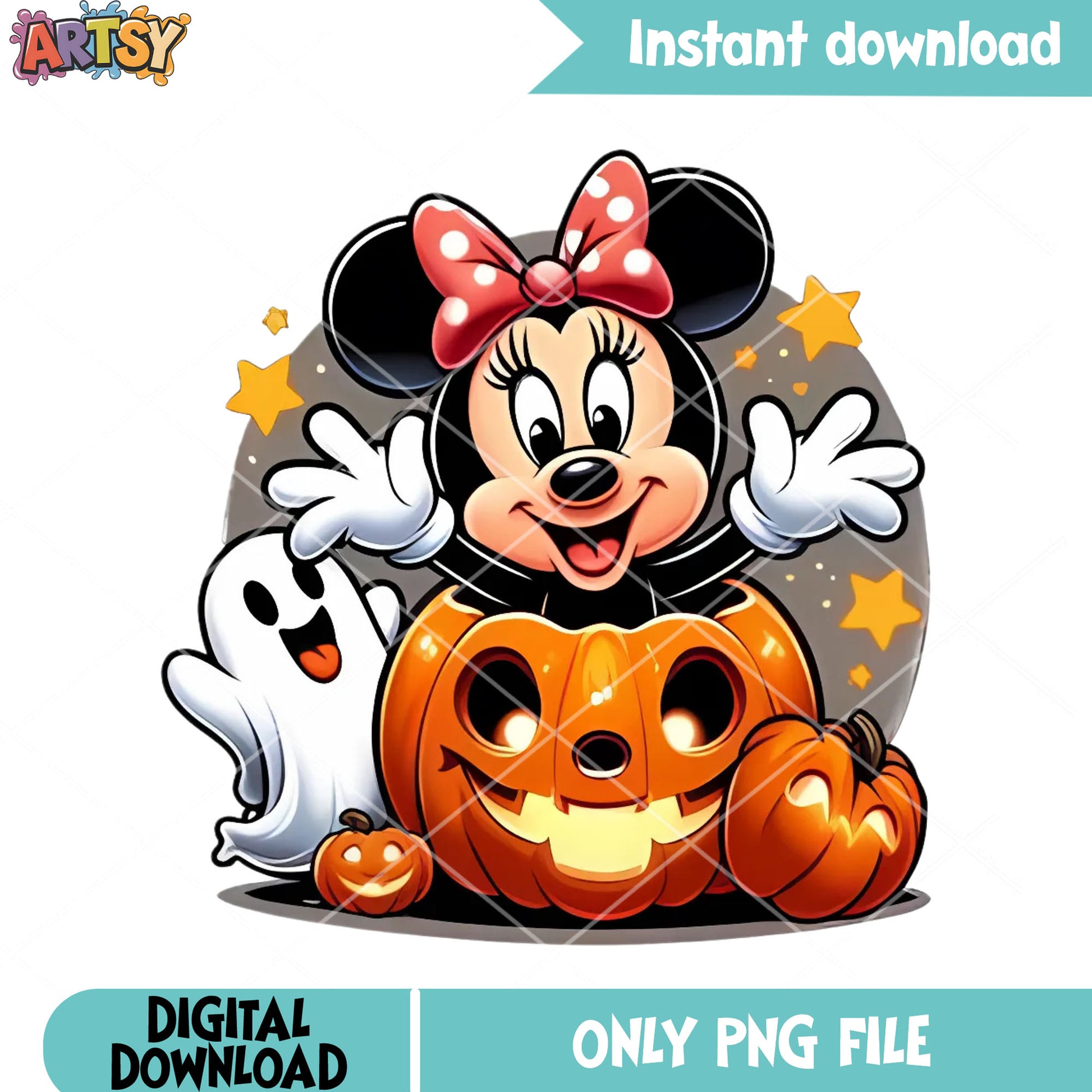 Children minnie cute art png, jack o lantern png, ghost baby png