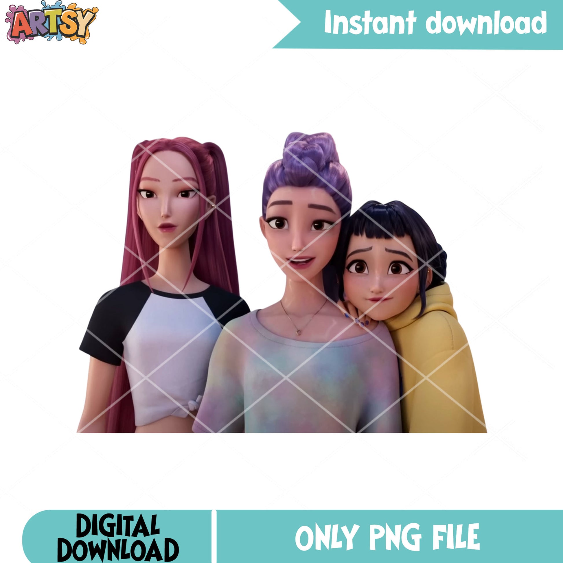 Chill face rumi zoey mira png, huntrix png, huntrix movie png