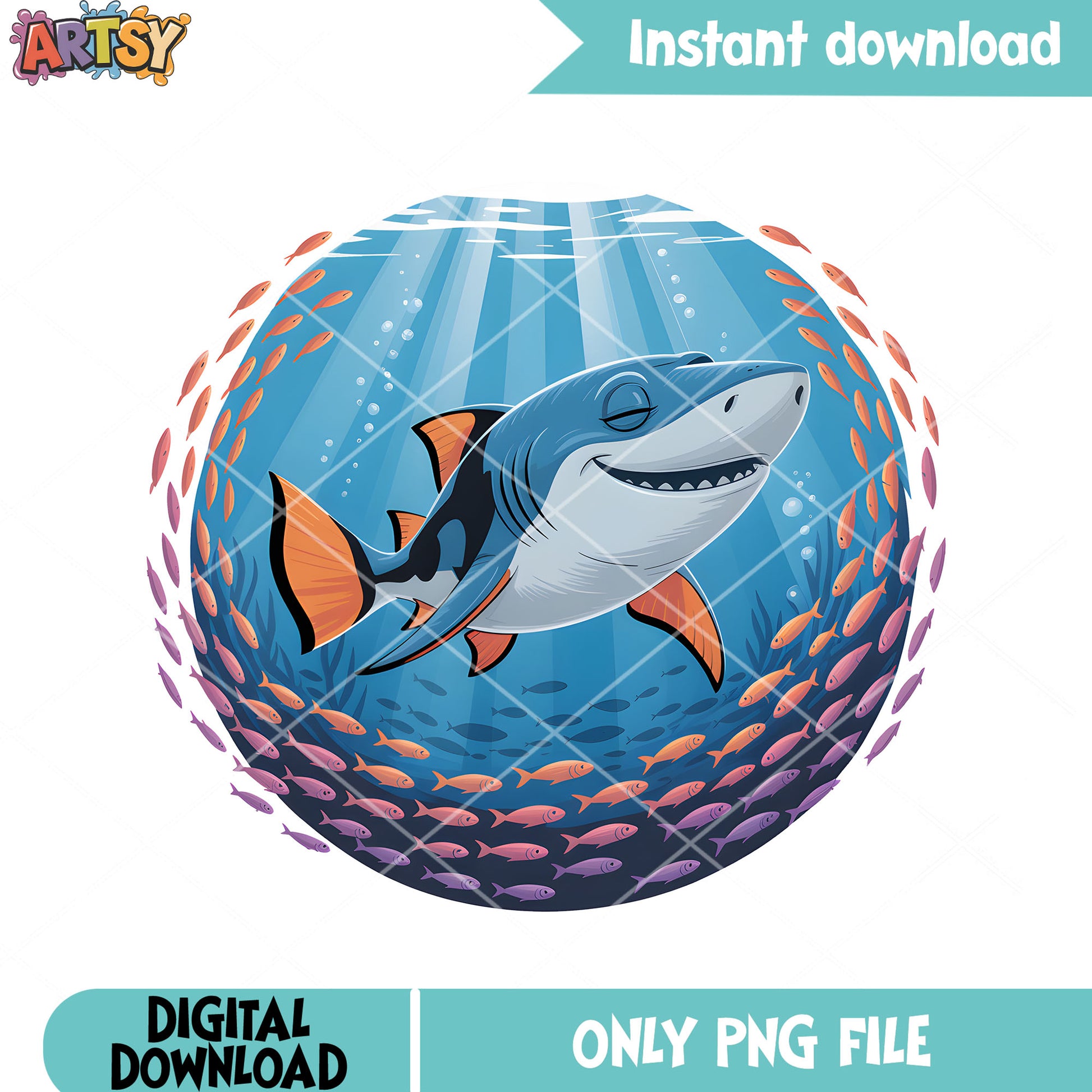 Chillin bruce sticker vibes png, poster nemo png, bruce the shark png
