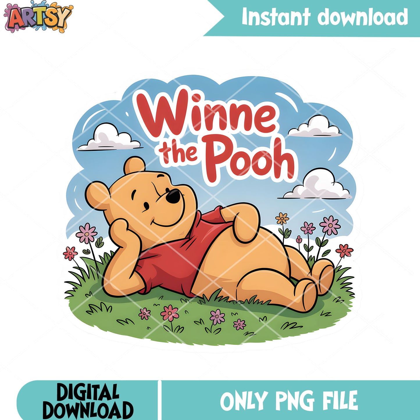 Chillin sticker winnie pooh png, disney vibes png, classic pooh png