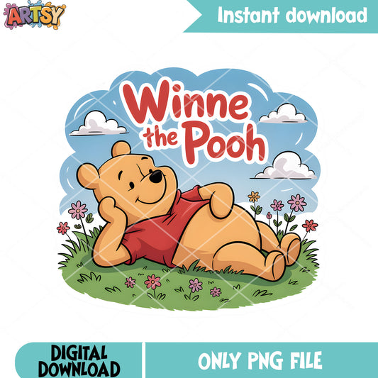 Chillin sticker winnie pooh png, disney vibes png, classic pooh png