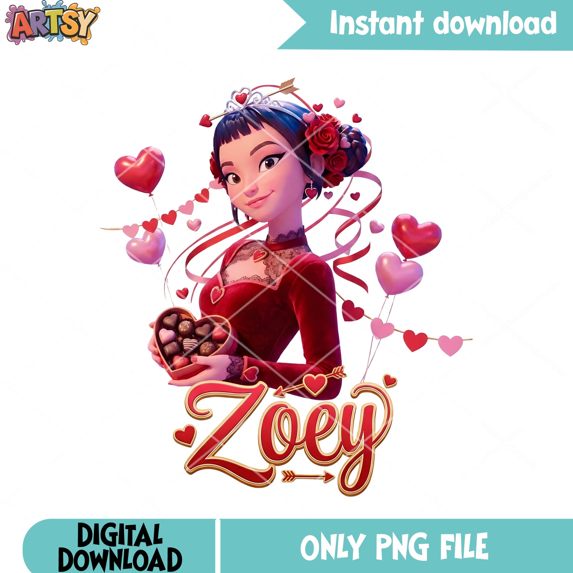 strapless open back dress Chocolate for zoey valentines png, valentines vibes png, zoey huntrix –  Artsysvg