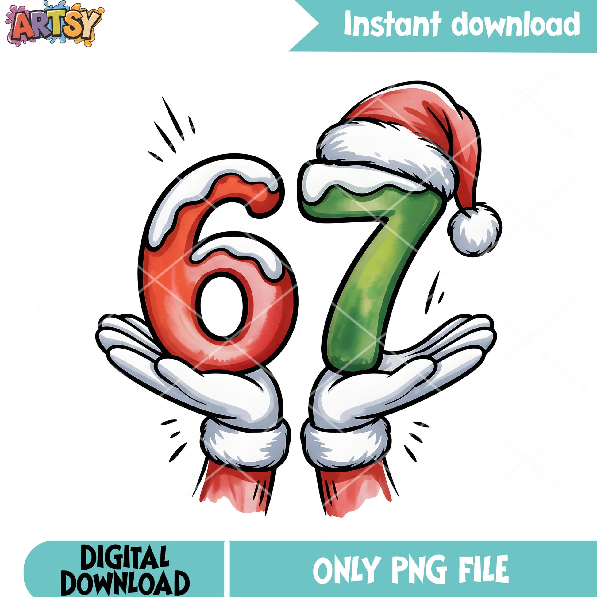 Christmas 67 trend png, six seven christmas png, 67 meme png