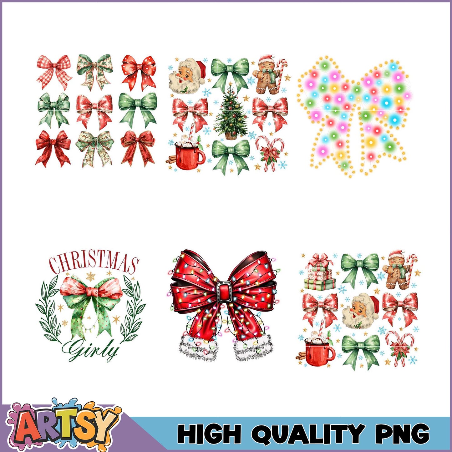 Christmas Bow PNG Bundle High-Quality Designs