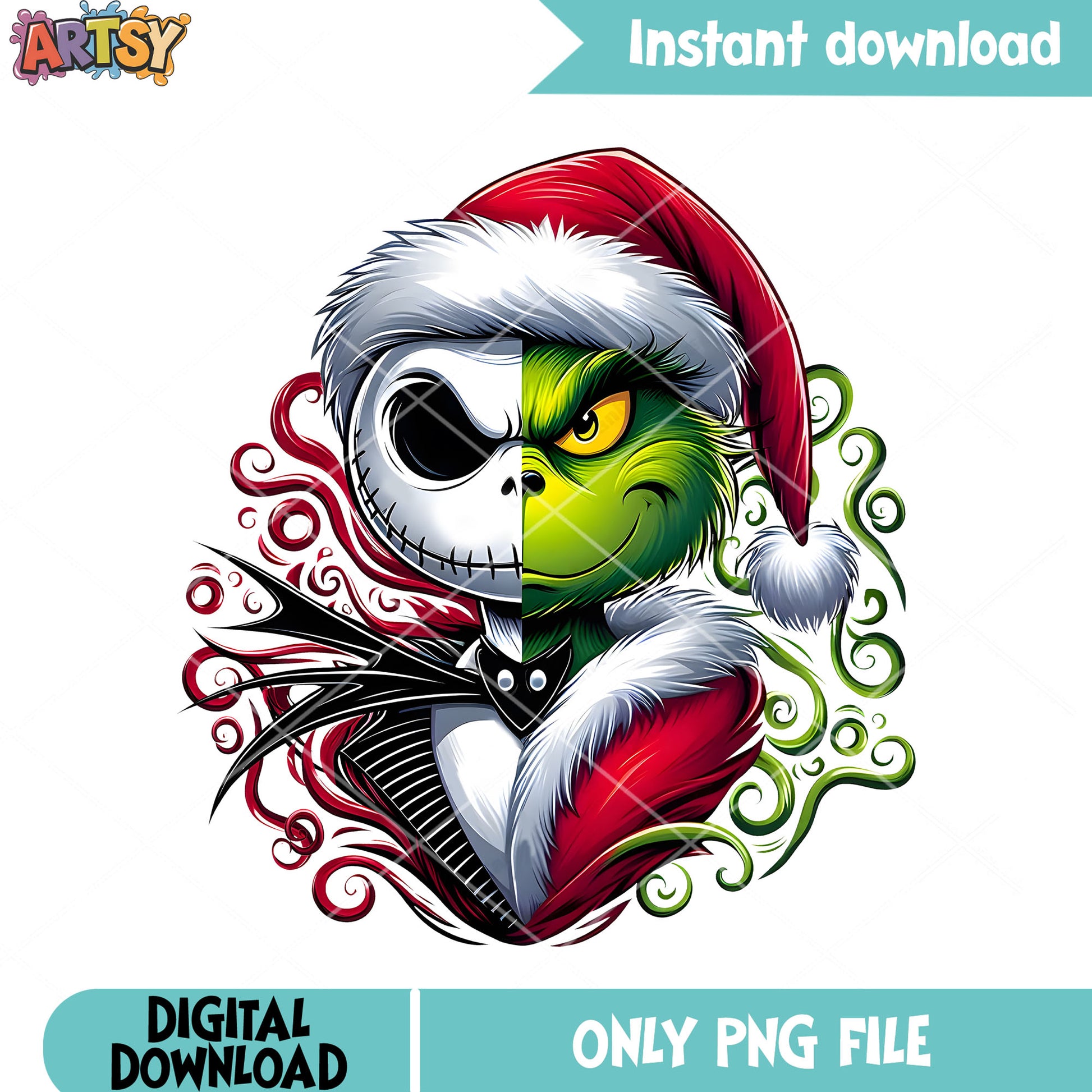 Christmas Grinch And Jack Nightmare Santa Hat Png_021024020-01