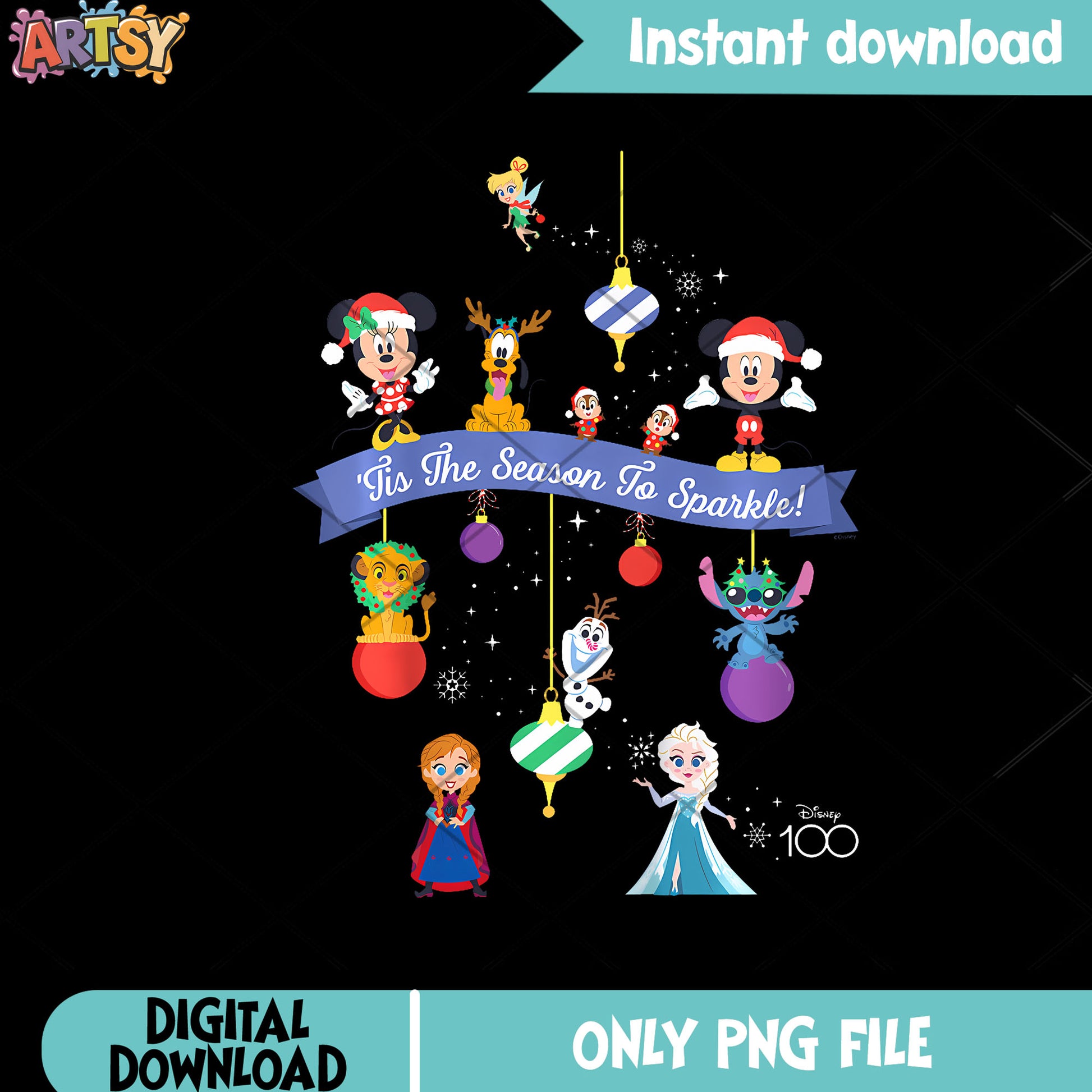 Christmas Holiday Tis The Season png, mickey mouse png, elsa png