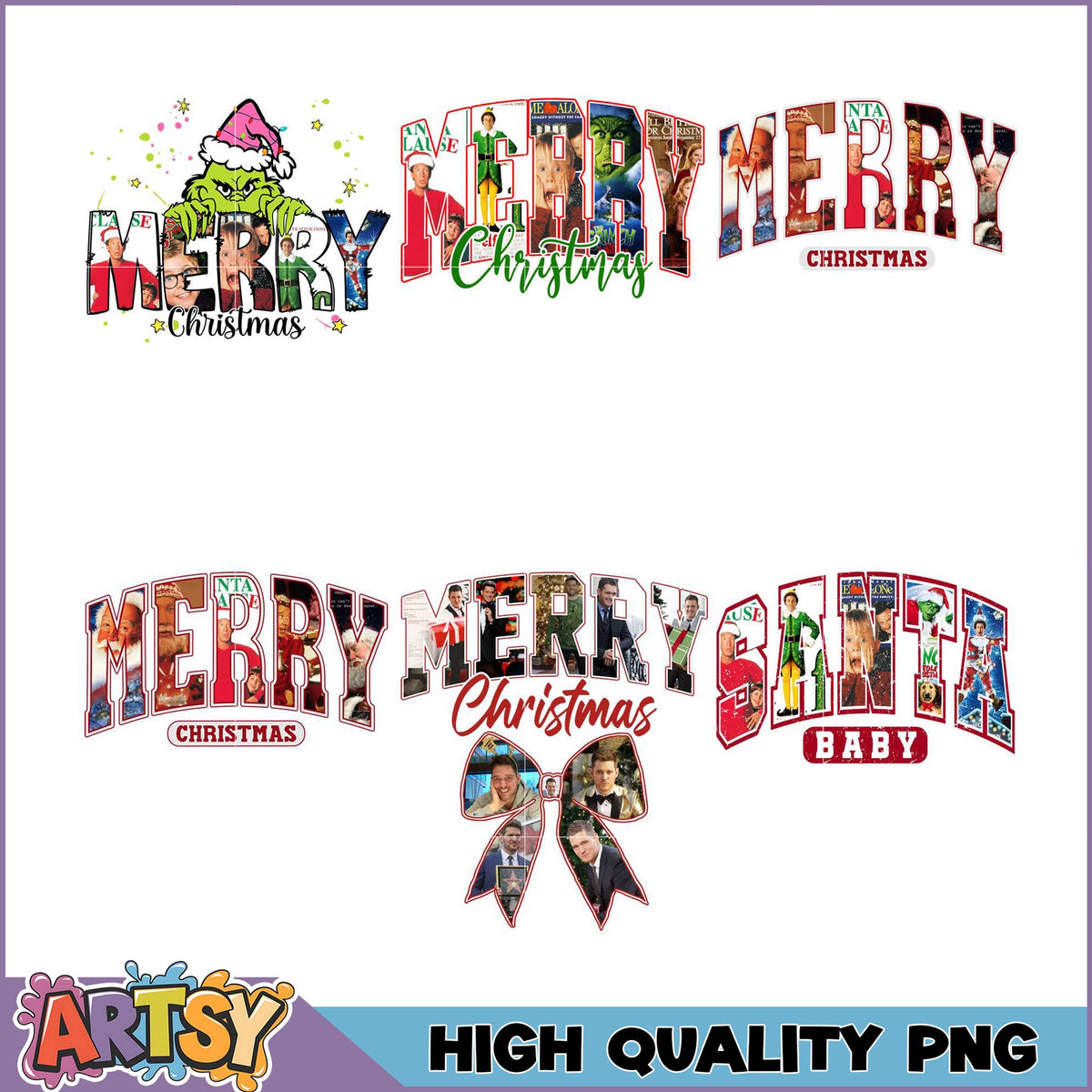 Christmas Movie Collage PNG Bundle High Quality