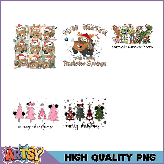 Christmas PNG Bundle Cars, Toy Story, Mickey