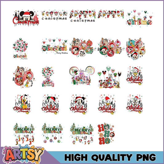Christmas PNG Bundle Featuring Festive Disney Designs