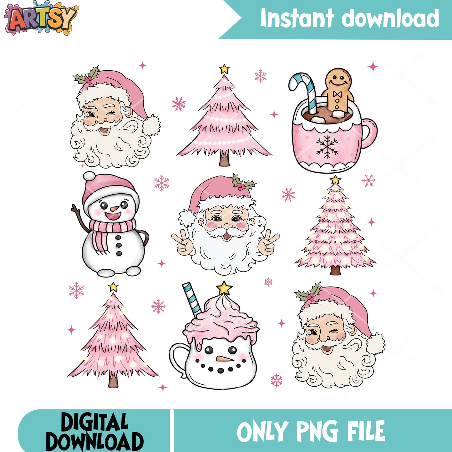 Christmas Pinky designs png, christmas vibes png, santa claus png