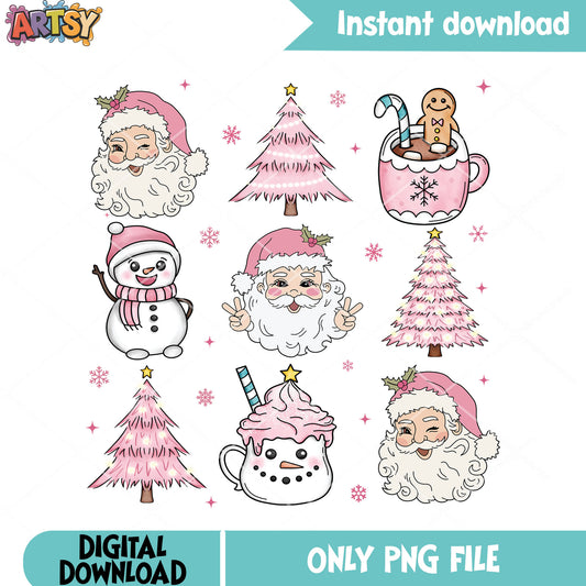 Christmas Pinky designs png, christmas vibes png, santa claus png