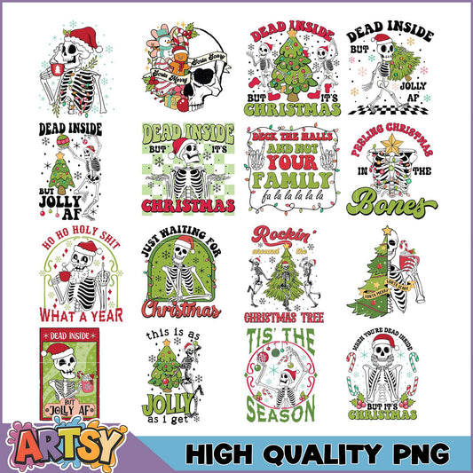 Christmas Skeleton PNG Bundle High Quality Designs