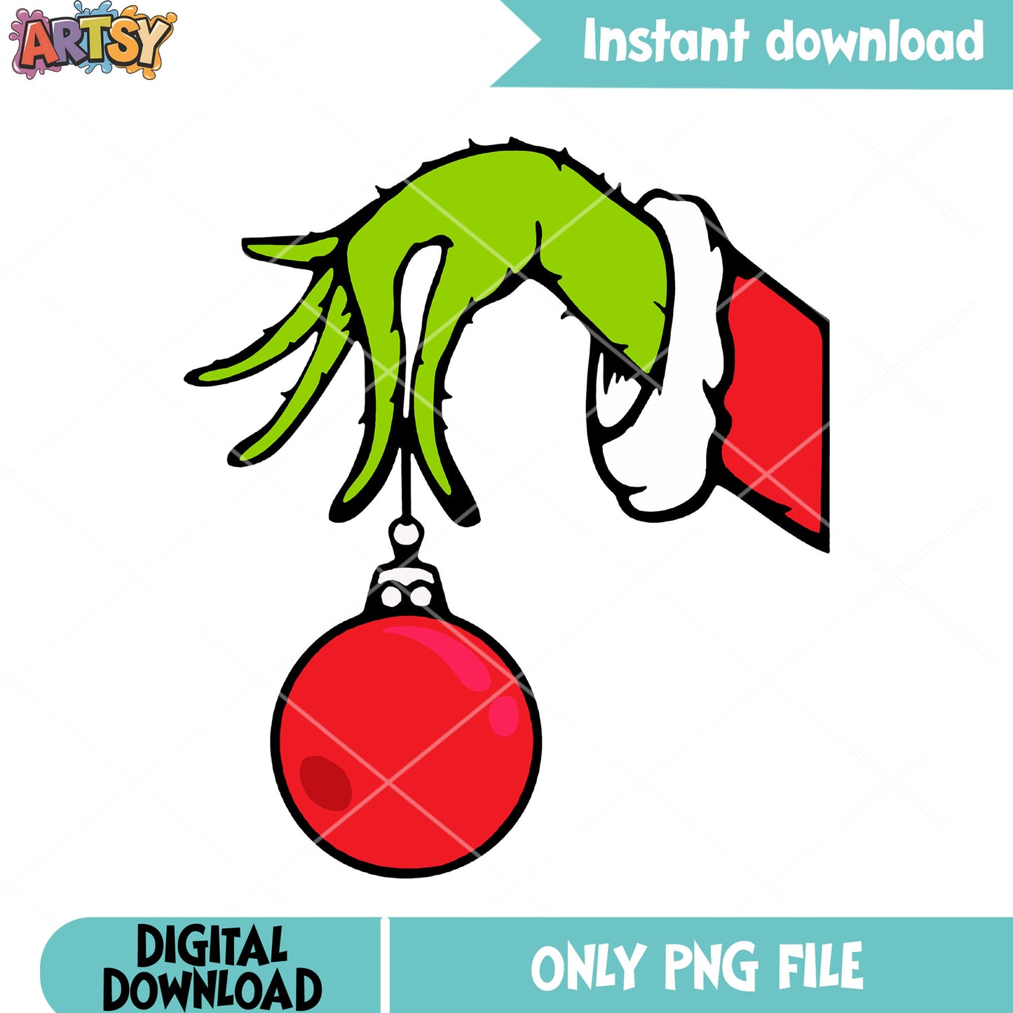 Christmas ball stole Grinch png, green monster png, christmas decor png