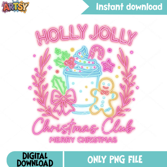 Christmas club holly jolly png, christmas vibes png, gingerbread png