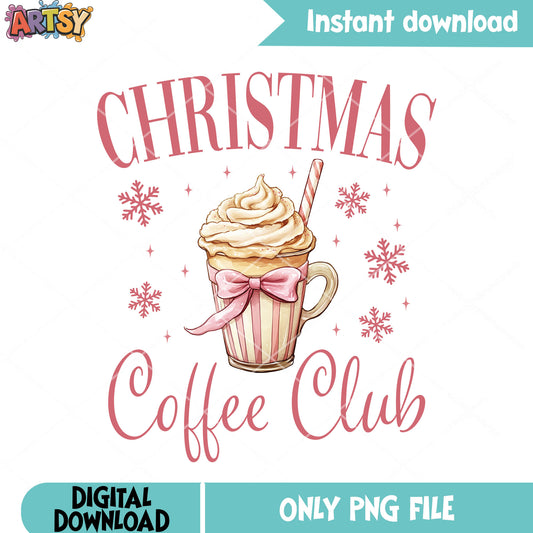 Christmas coffee club png, christmas coffee png, christmas poster png