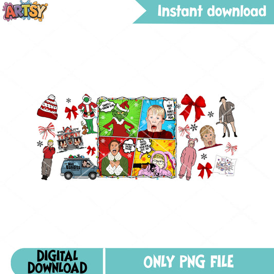 Christmas comics xmas people png, home alone png, santa claus png