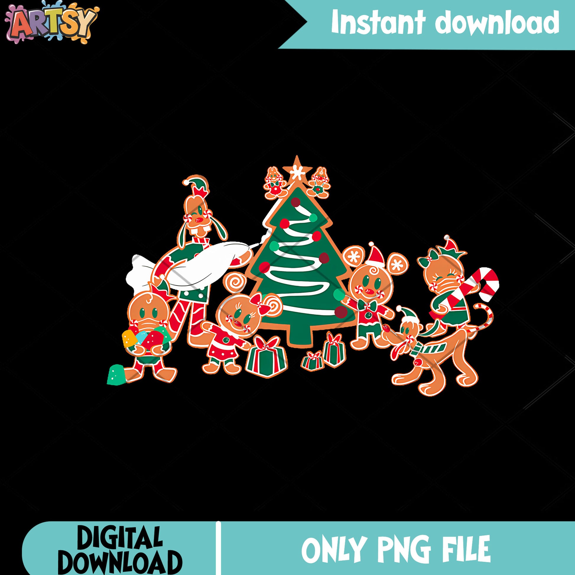 Christmas cookies party png, Christmas tree png, mickey and friends png