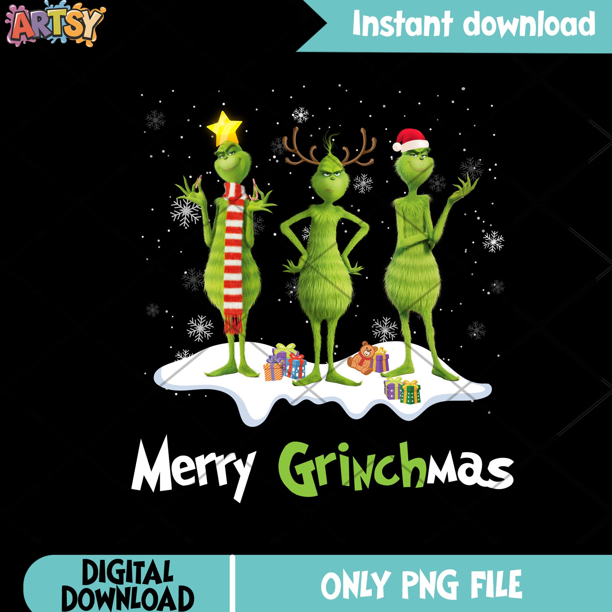 Christmas costume grinch png, christmas gifts png, christmas decor png