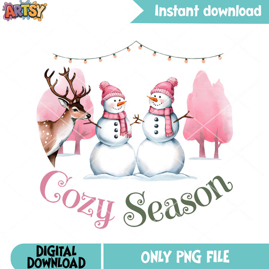 Christmas cozy xmas png, christmas lights png, christmas reindeer png