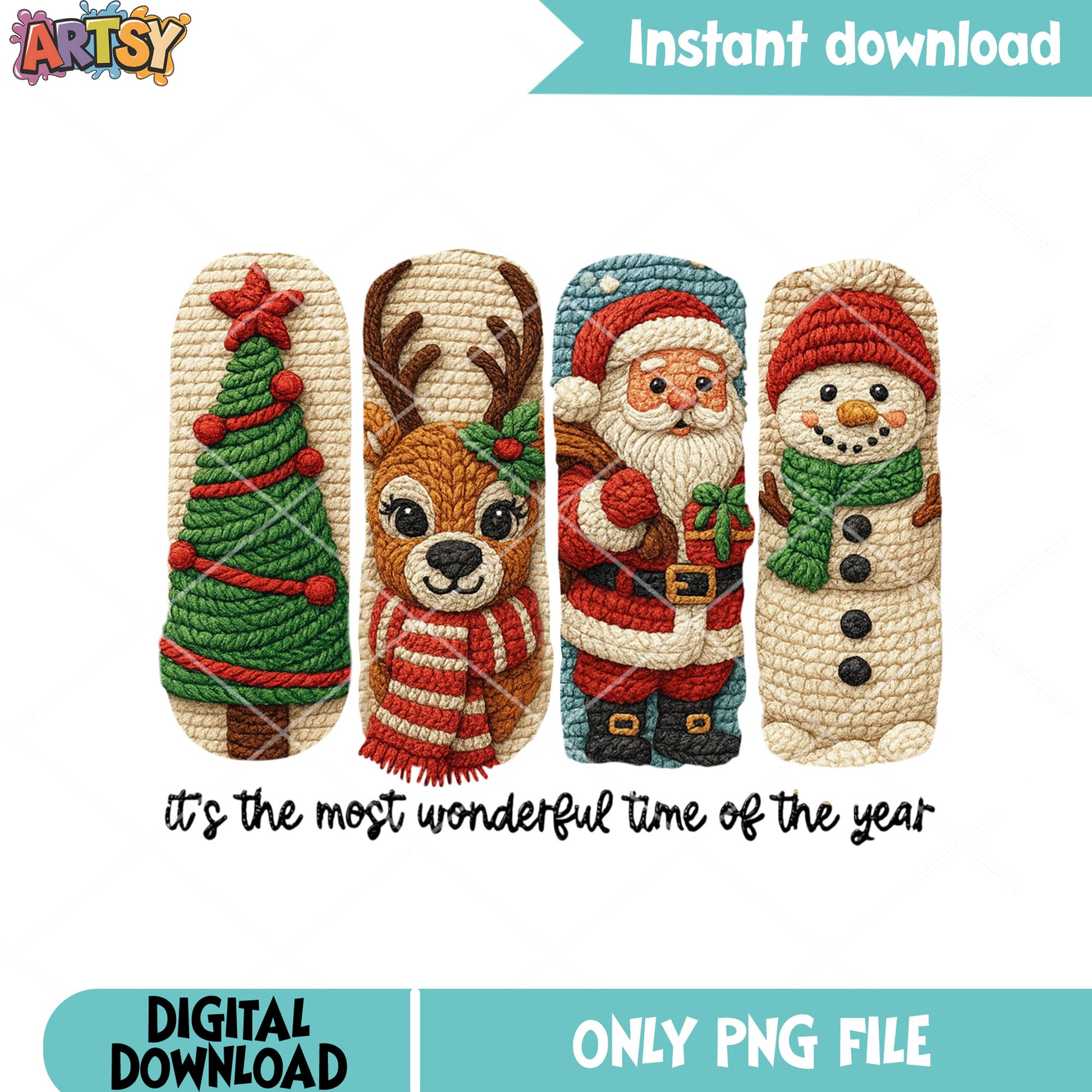 Christmas crochet decor png, santa claus png, christmas snowman​ png