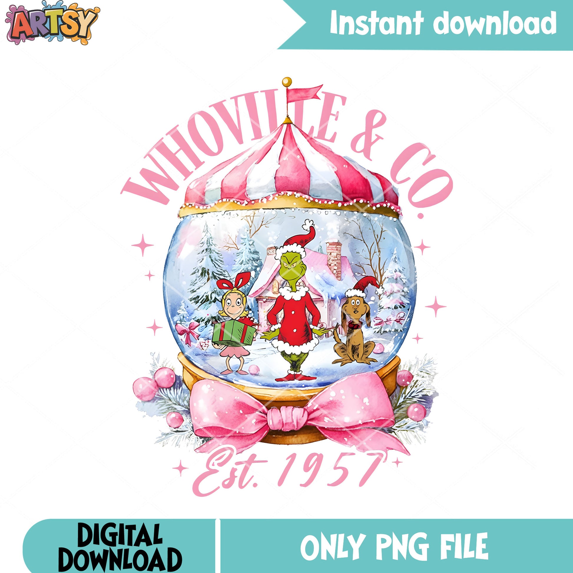Christmas crystal ball grinch png, the grinch png, cindy lou who png