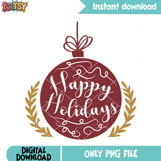 Christmas decor and poster png, christmas decor png, happy holidays png