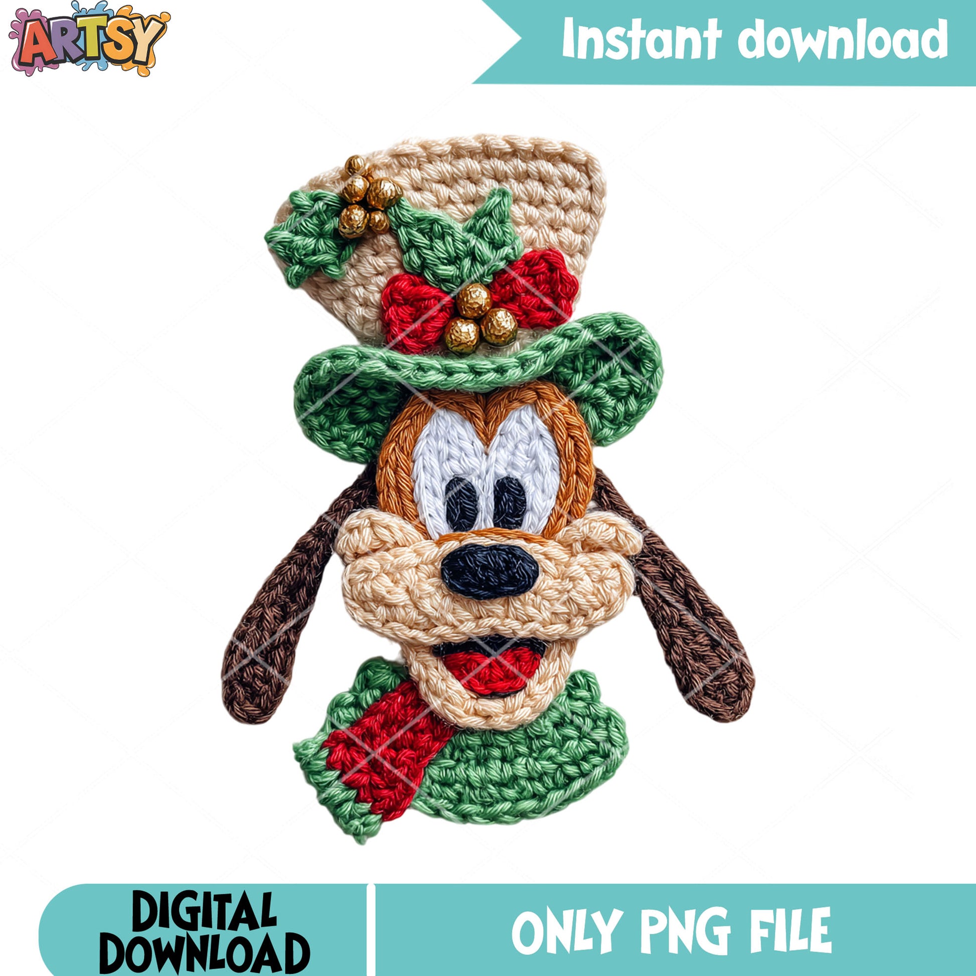 Christmas decor hat pluto png, Pluto the dog png, merry christmas​ png
