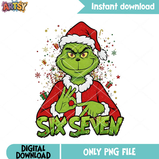 Christmas decor vibe png, the grinch png, santa costume png