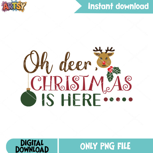 Christmas deer red nose png, xmas decorations png, christmas poster png