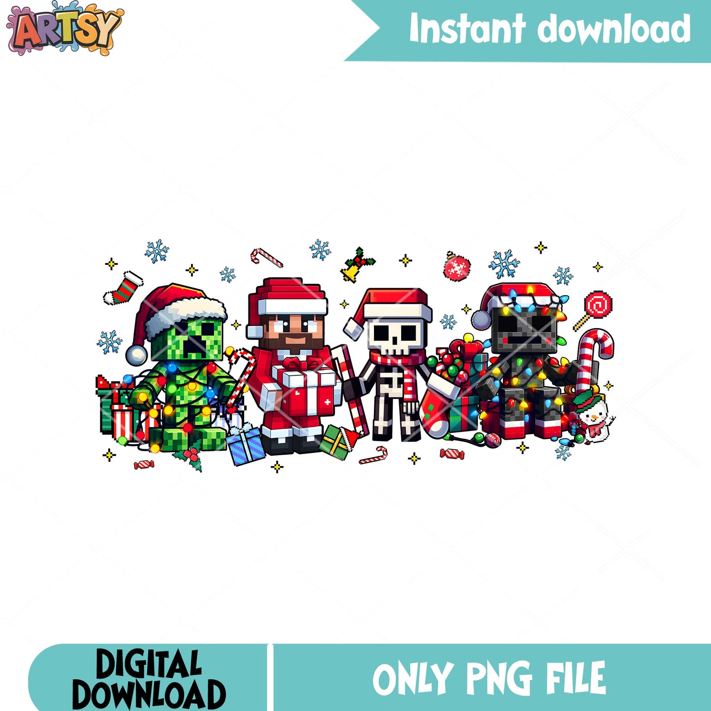 Christmas design minecraft png, santa costume png, mojang studios png
