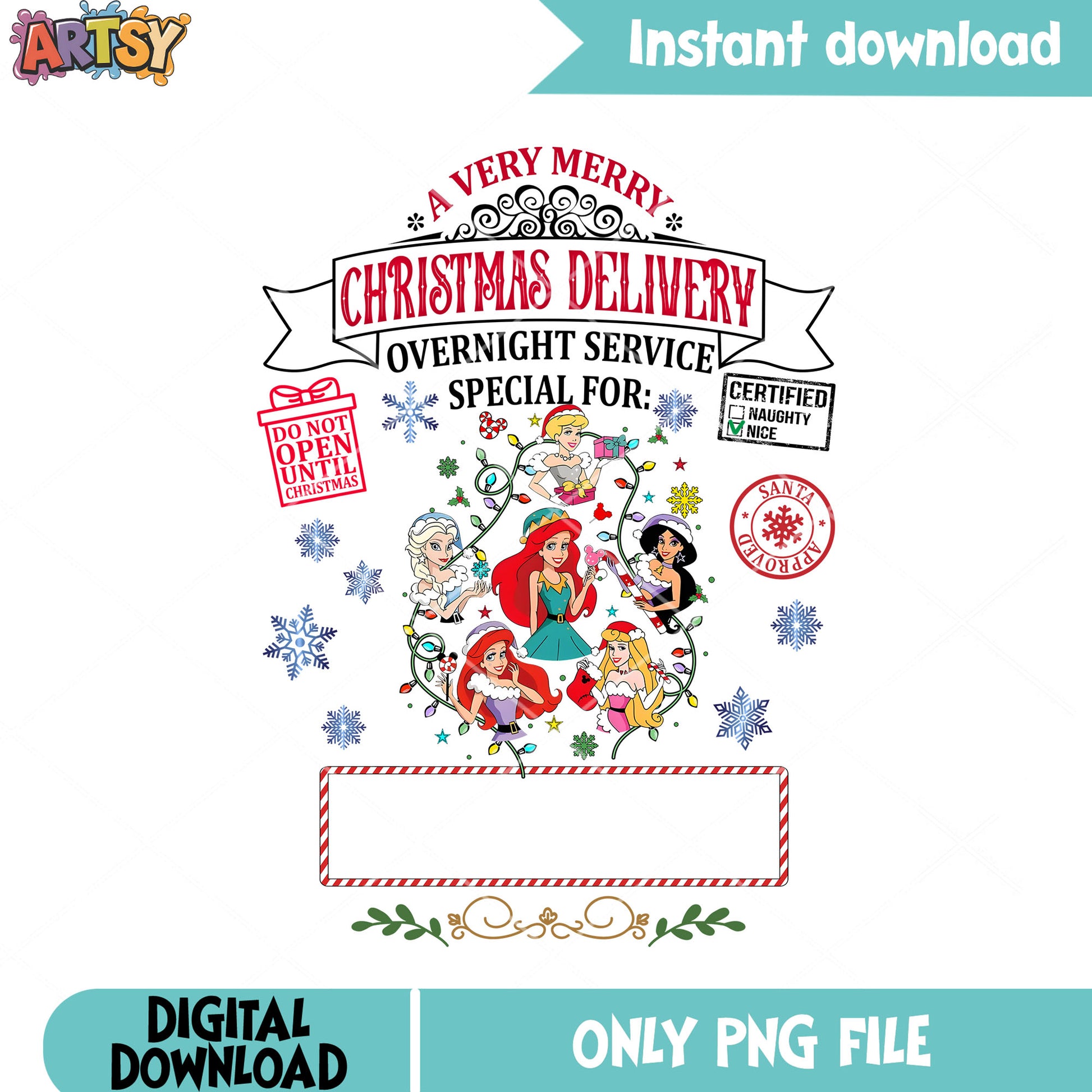 Christmas disney ticket png, merry xmas png, elsa princess png
