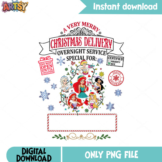 Christmas disney ticket png, merry xmas png, elsa princess png