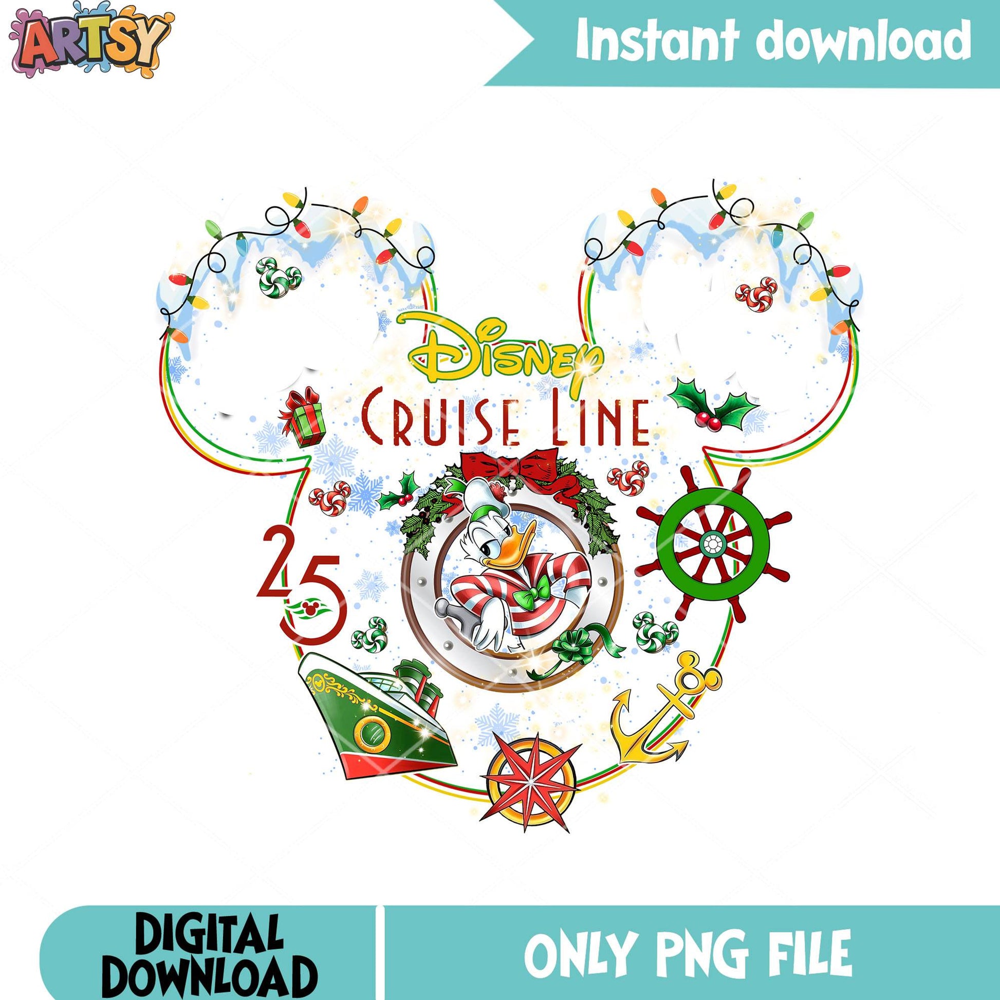 Christmas donald cruise disney png, disney trip png, donald duck png