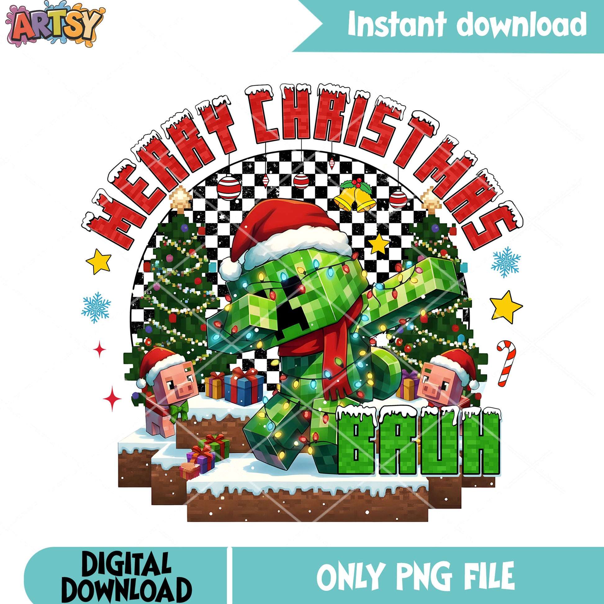 Christmas gifts creeper png, santa hat png, mojang studios png
