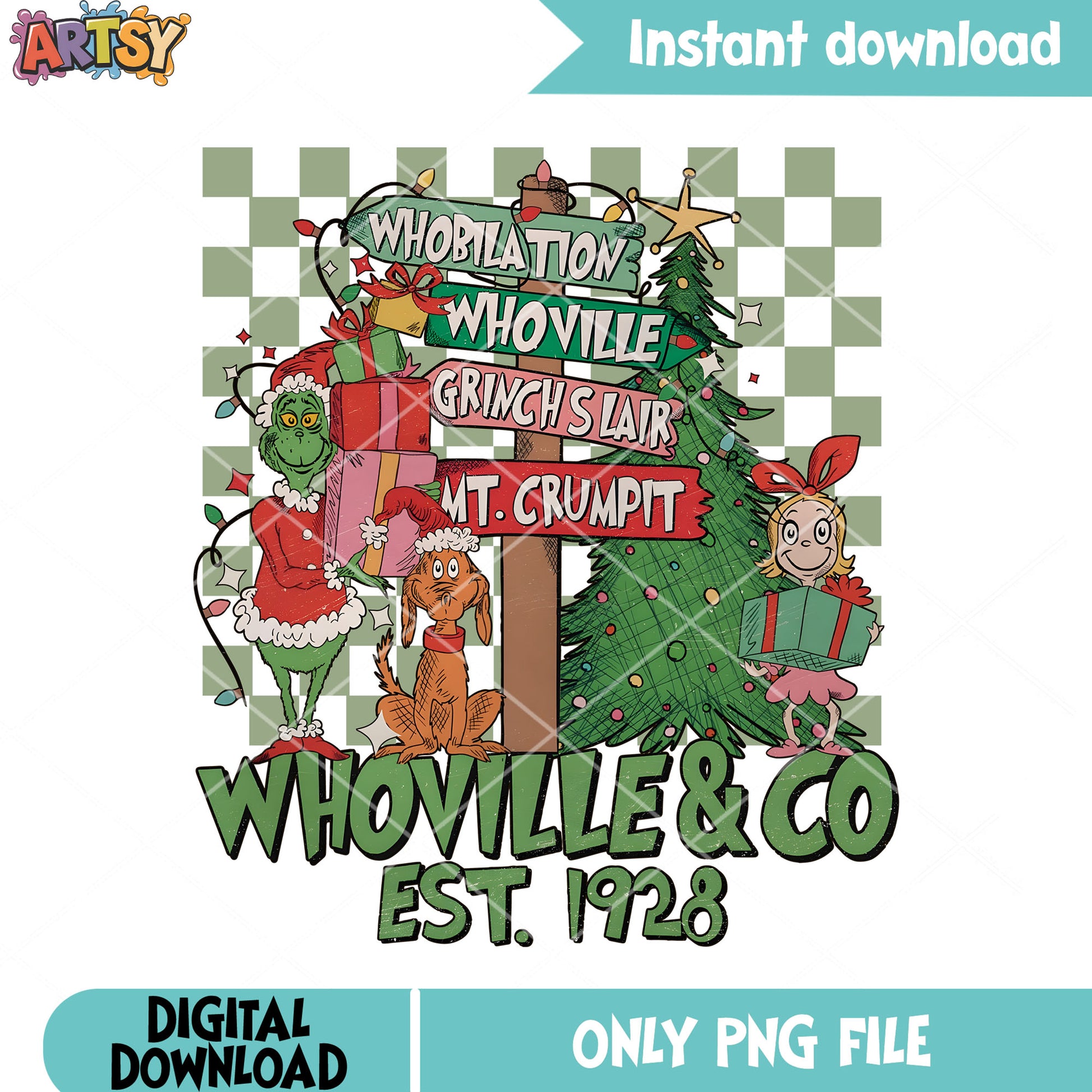 Christmas gifts for cindy lou png, the grinch png, max the dog png