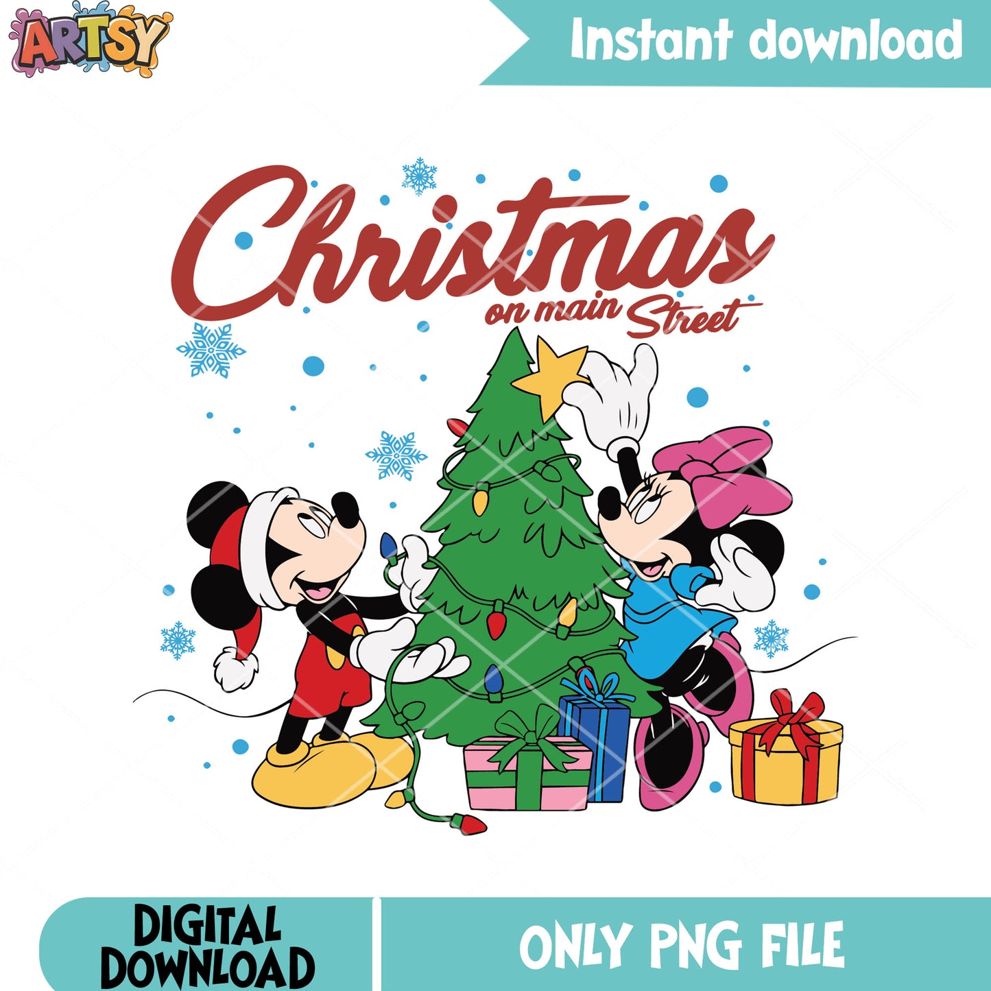Christmas gifts for mickey and minnie png, christmas decor png